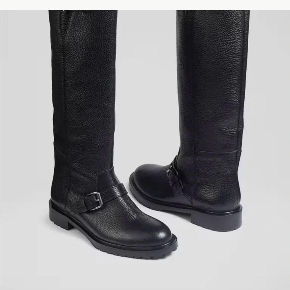 LK Bennett Noemi Classic Black Leather Knee-High Riding Boots women 36